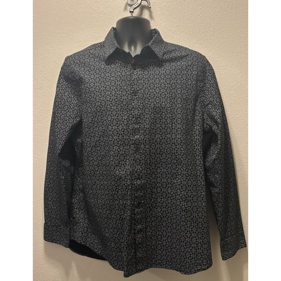 Vintage Men’s Express 1MX Stretch Cotton Size L 16-16.5 Crazy Diamond‎ Pattern - Picture 1 of 4